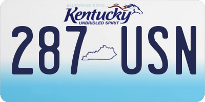 KY license plate 287USN