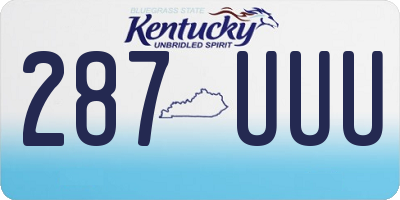 KY license plate 287UUU