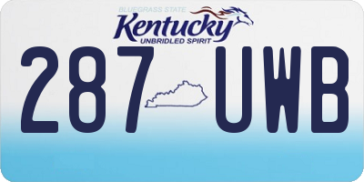 KY license plate 287UWB
