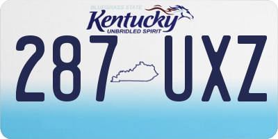 KY license plate 287UXZ