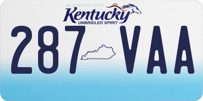 KY license plate 287VAA