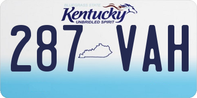 KY license plate 287VAH
