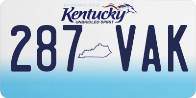 KY license plate 287VAK