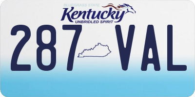 KY license plate 287VAL