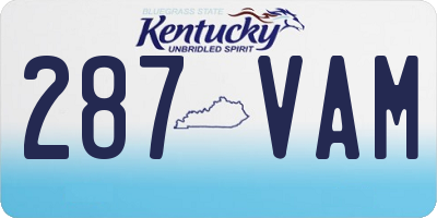 KY license plate 287VAM