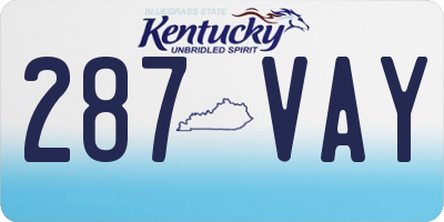 KY license plate 287VAY