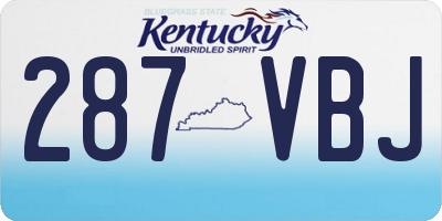 KY license plate 287VBJ