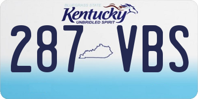 KY license plate 287VBS