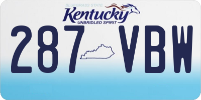 KY license plate 287VBW