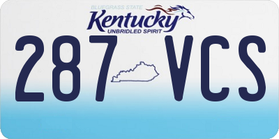 KY license plate 287VCS