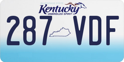 KY license plate 287VDF