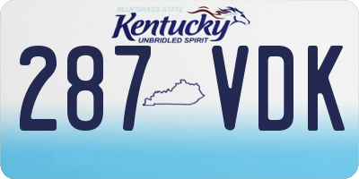 KY license plate 287VDK