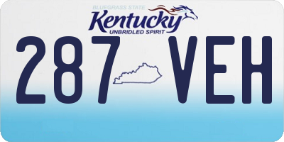KY license plate 287VEH