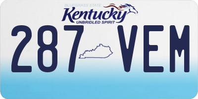 KY license plate 287VEM