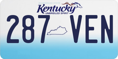 KY license plate 287VEN