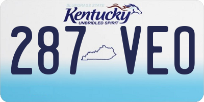 KY license plate 287VEO