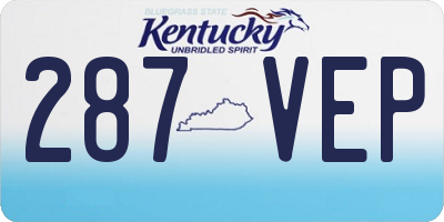 KY license plate 287VEP