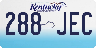 KY license plate 288JEC