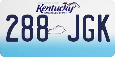 KY license plate 288JGK