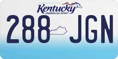 KY license plate 288JGN