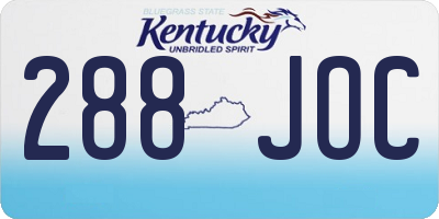 KY license plate 288JOC