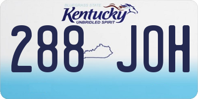 KY license plate 288JOH