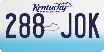 KY license plate 288JOK