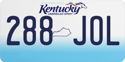 KY license plate 288JOL