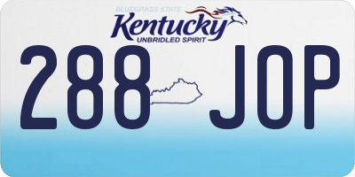 KY license plate 288JOP
