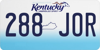 KY license plate 288JOR