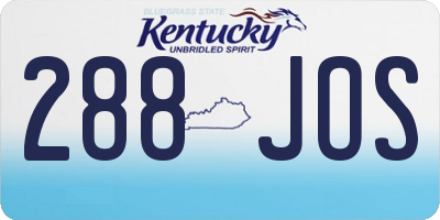 KY license plate 288JOS