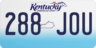 KY license plate 288JOU