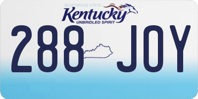 KY license plate 288JOY