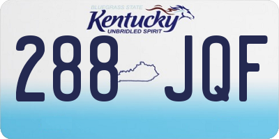 KY license plate 288JQF
