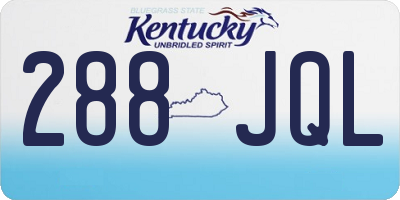 KY license plate 288JQL