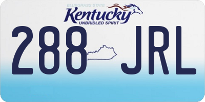 KY license plate 288JRL