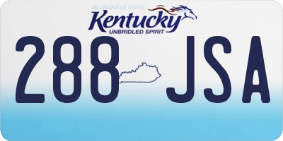 KY license plate 288JSA
