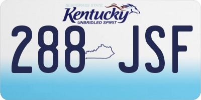 KY license plate 288JSF