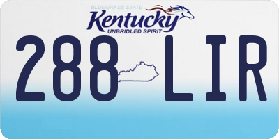 KY license plate 288LIR