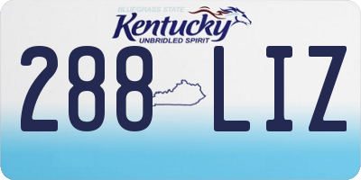 KY license plate 288LIZ