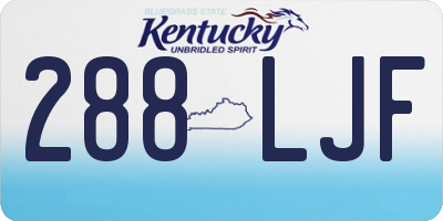 KY license plate 288LJF