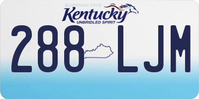 KY license plate 288LJM
