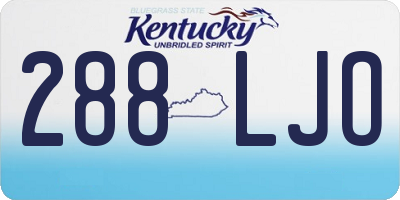 KY license plate 288LJO