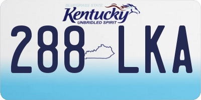 KY license plate 288LKA
