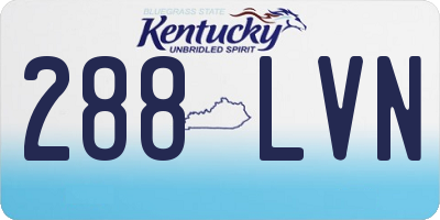 KY license plate 288LVN