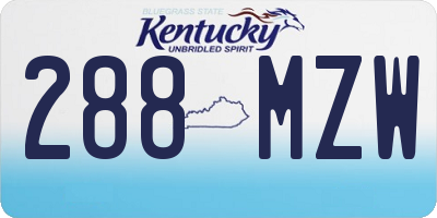 KY license plate 288MZW