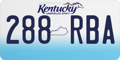 KY license plate 288RBA
