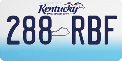 KY license plate 288RBF