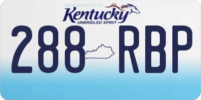 KY license plate 288RBP