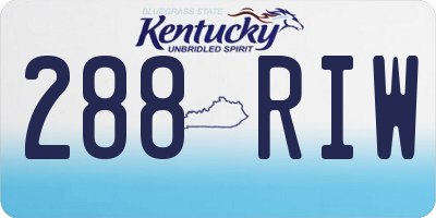 KY license plate 288RIW